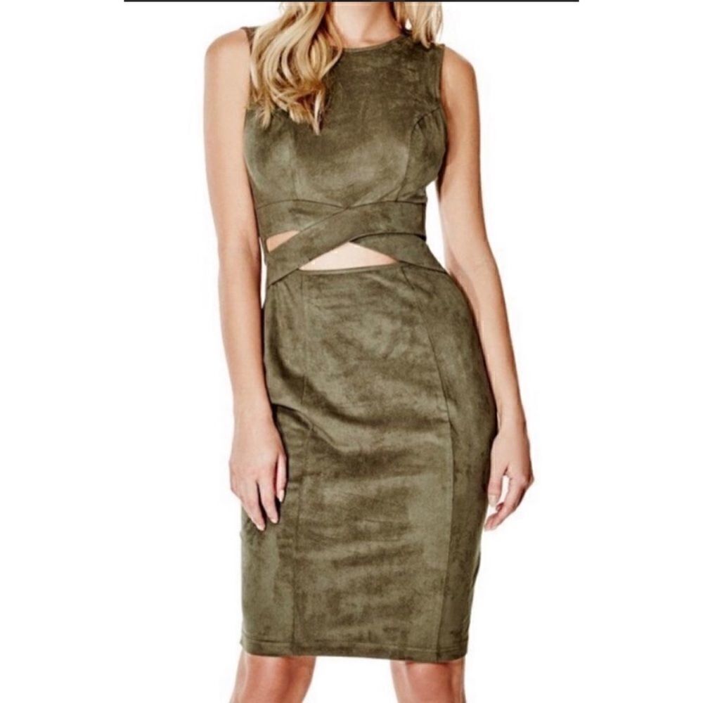 Guess Jelena Faux Suede Cutout Dress XXS